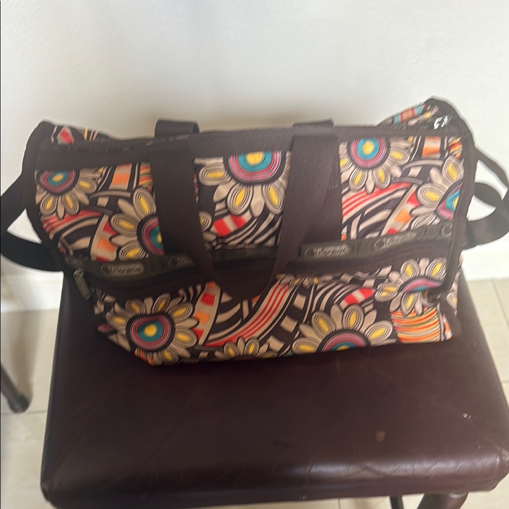 USED LE SPORT SAC Floral Pattern weekend duffle large